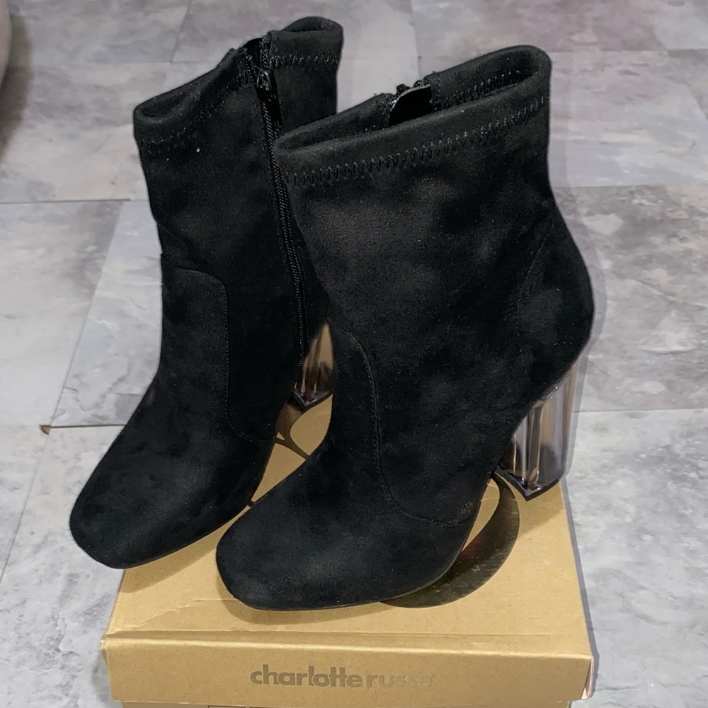Brand new closed toe ankle bootie black women size 6 Charlotte Russe suede